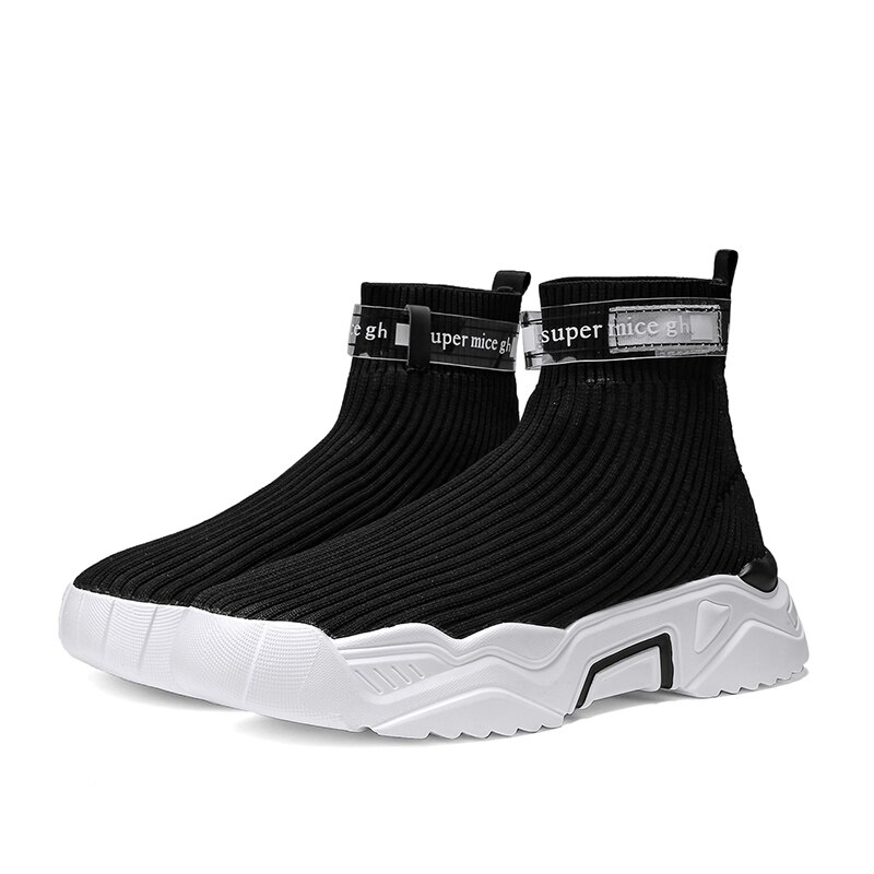FGXZQ Herbst hoch oben Socken Schuhe Gittergewebe Atmungsaktive lässig männer Schuhe Neue Schüler Schuhe Seismische Schuhe Für männer Licht: Schwarz / 7