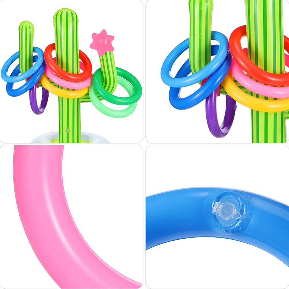 Juego de anillos de Cactus para piscina, juguete de agua inflable para lanzar, juguetes educativos para piscina, playa, familia, juego al aire libre