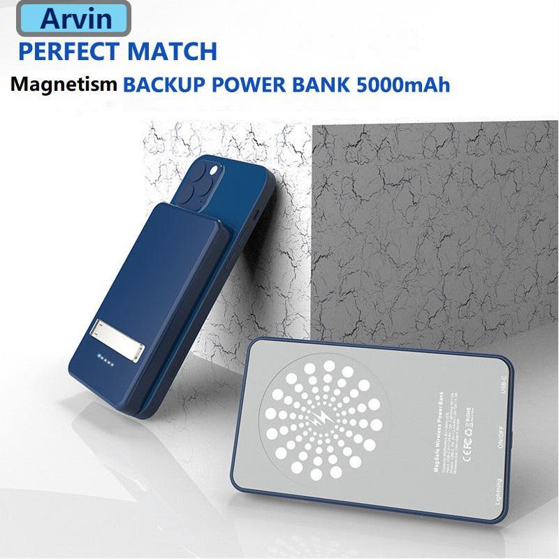 Magnetic charger for iphone 12pro Max mini ultra-thin magnetic wireless charging capacity 5000mah battery