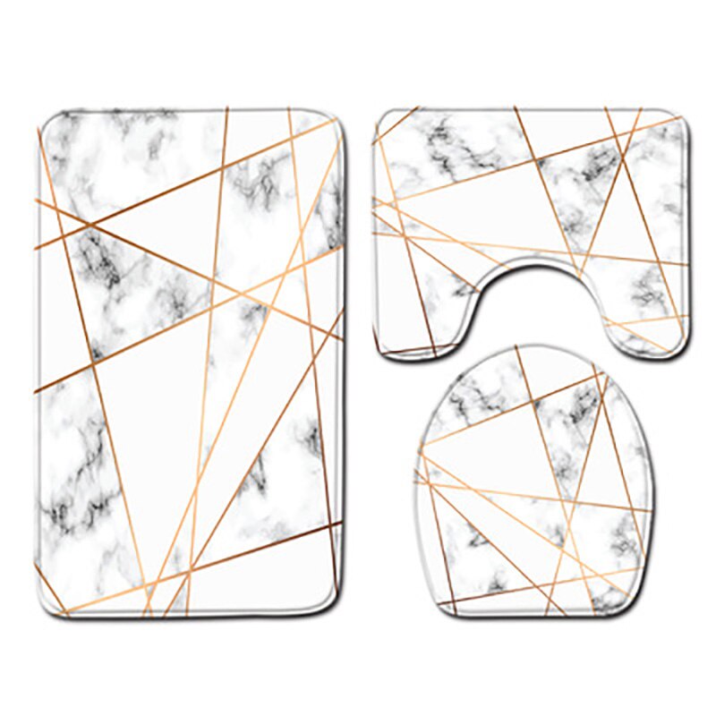 Colorful Bathroom Rugs 3pcs/Set Closestool Seat Mat Toilet Seat Mat Anti Slip Wc Mat Marble Effect Floor Mats Home Toilet Carpet: C016