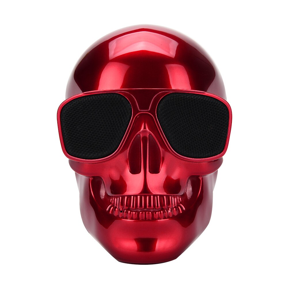 40# Plating Skull Pattern Portable Wireless Bluetooth 3.0 Stereo Speaker With Hd Sound And Super Bass Compatible For Mp3 Phones: Red 