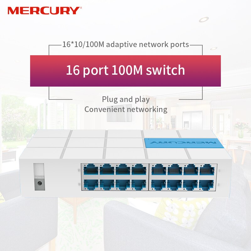 Plug & Play, mini 16 Poorten Ethernet Switch Kleine En Smart Hub Desktop Switch 16*10/100 Mbps RJ45 Poorten Netwerk Switchs, s116M