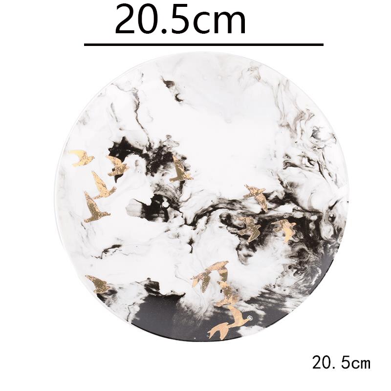 Black Gold White Ink Texture Ceramic Home Decoration Set Plate Dinner Plates Tbleware Set Dinnerware Steak Plate: 5