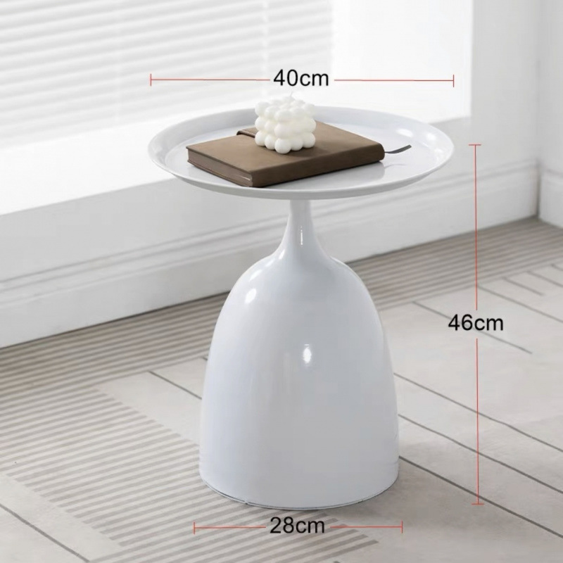 1pc moderne bijzettafel zwart smeedijzeren voor woonkamer en slaapkamer ijzeren kleine salontafel met vloerlade creatief: WHITE