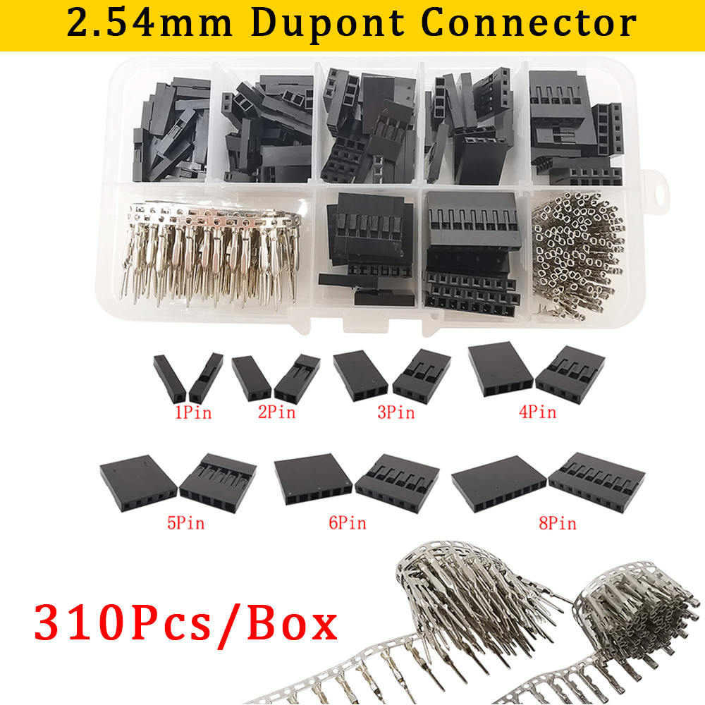 Kit de conectores de cable de puente JST SM/Dupont, conector macho/hembra de 2/3/4/5Pin, 200 unids/lote/caja, 2,54mm