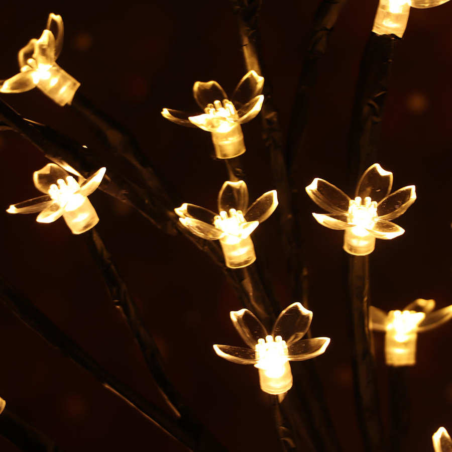 Led natlys 48 led blomme blomst bonsai lys træ batteridrevet jul til soveværelse sovesal nat bad gang