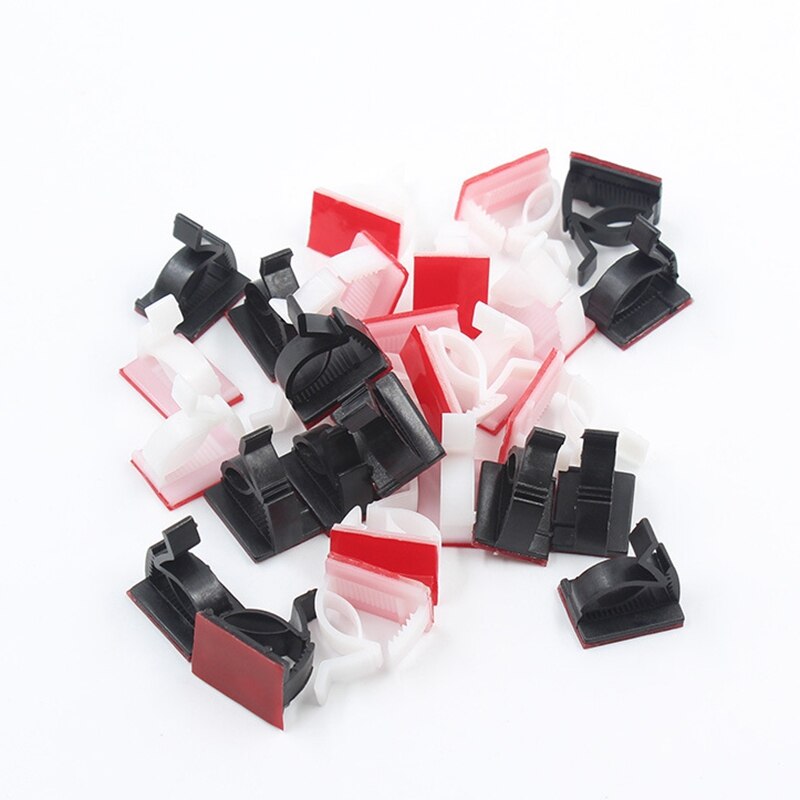 100 Plastic Car Wire Clamps, Cable Ties, Rectangular Cable Installation Holders, Self-Adhesive Clamp Holders