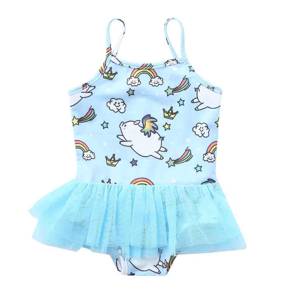Kinderen Badmode Baby Meisjes Cartoon Varken Print Een Stuk Zomer Badmode Badpak Vest Romper Jumpsuits Meisjes Bikini Outfits T7 #