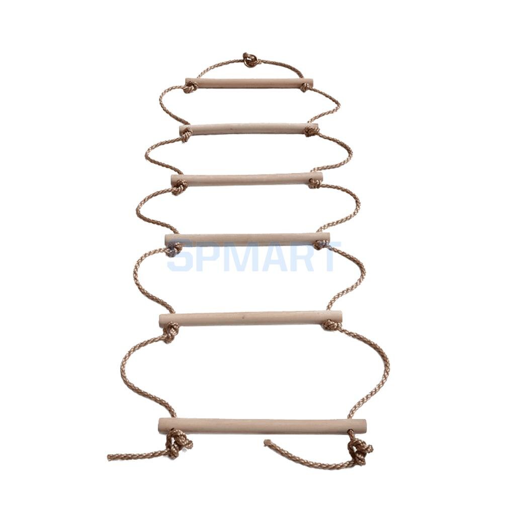 Kids Indoor and Outdoor Playhouse 2M Wooden 6 Rungs Rope Climbing Ladder Tree House Climbing Toy