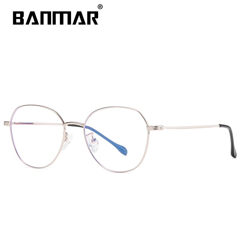 BANMAR-lunettes Anti lumière bleue, lunettes à blocage rondes, en alliage de Protection contre ordinateur, pour femmes et hommes rétro, monture: C4 SILVER