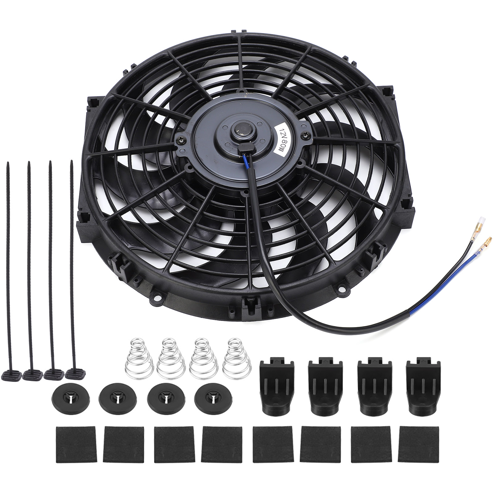 Car Slim Push Pull Electric Engine Cooling Fan 12V with Mounting Kit 12 inch Universal