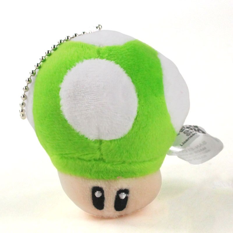 1Pcs 8Cm Super Mario Bros Mushroom Pluche Sleutelhanger Speelgoed Super Mario Bros Toad Mushroom Soft Gevulde Pluche Hanger voor Kids: 8cm Green