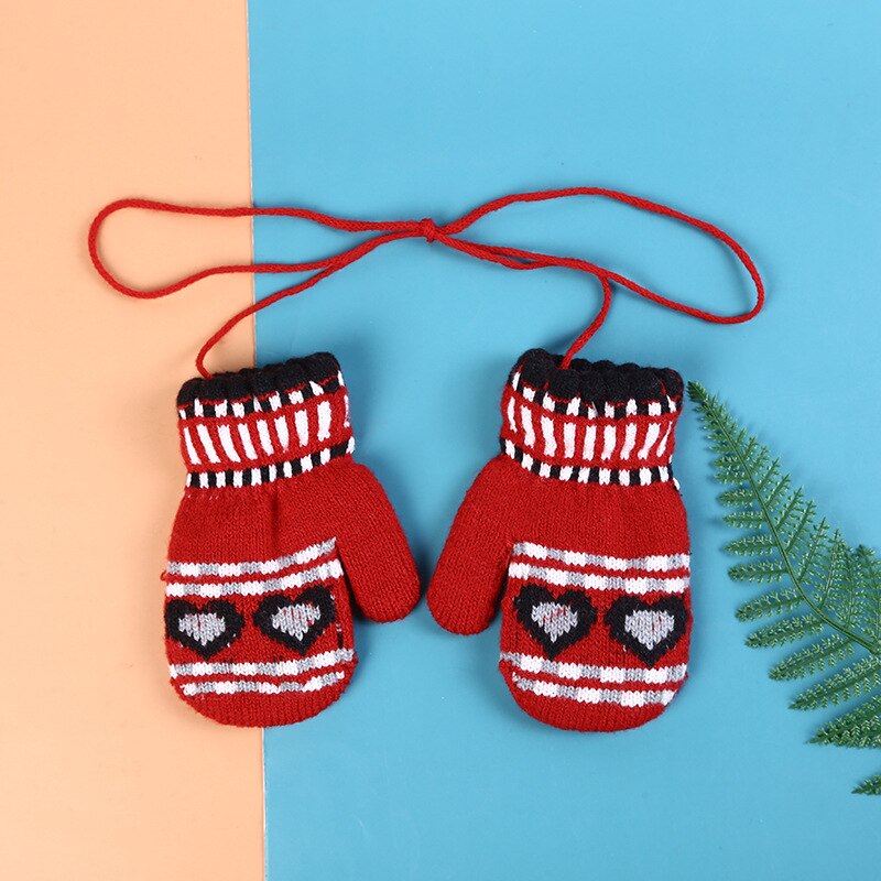 Inverno grosso quente luvas de natal para crianças crianças luvas de lã de malha corda da criança 5-10y meninos da menina das crianças