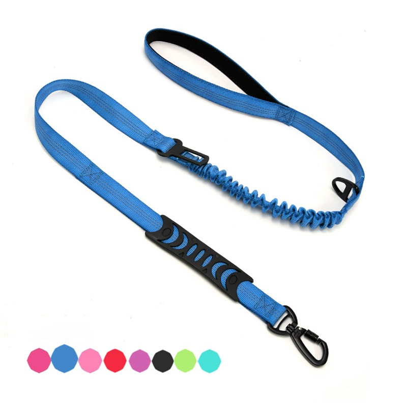 Leiband Voor Hond Elastische Hondenriem Reflecterende Hond Autogordel Hond Riemen Voor Grote Honden Outdoor Hond Auto Leash buffer: dark blue