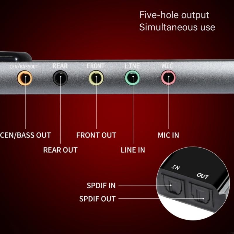 Interface de áudio usb, placa de som externa com entradas para microfone, entrada de linha e saída óptica spdif para edição de áudio.