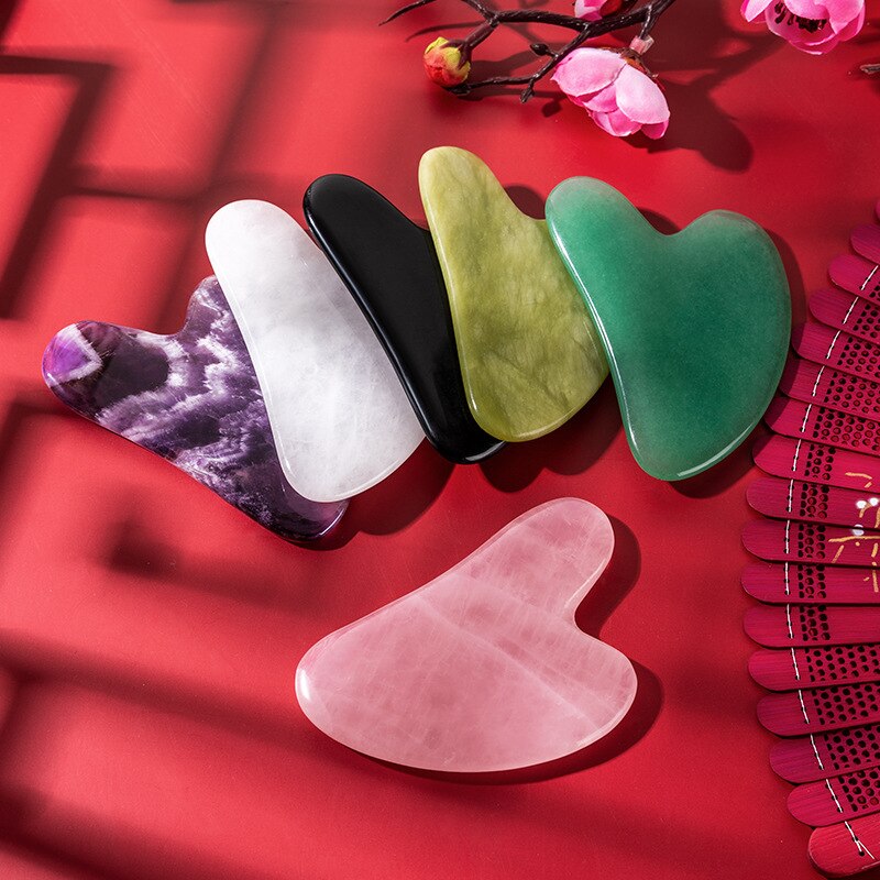 Natuurlijke Jade Gua Sha Schraper Board Massage Rozenkwarts Jade Guasha Steen Voor Gezicht Hals Skin Lifting Rimpel Remover Schoonheid zorg