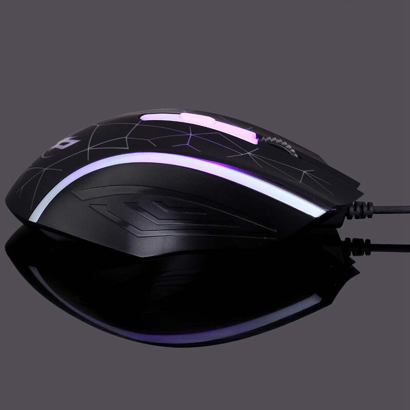 WARWOLF 7 Farbe Licht Gaming Maus 4D USB Wired Gaming Maus 4 Zahnräder 2400 DPI für PC Laptop Maus