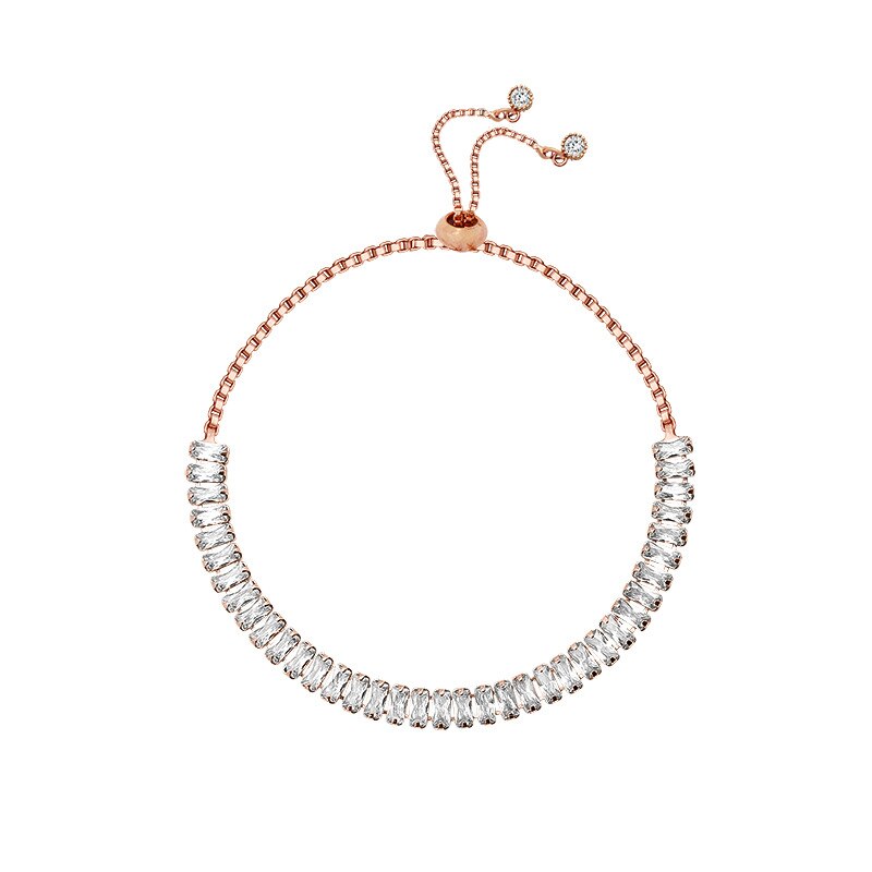 Color plata, pulsera de oro rosa con piedra de circón de bifurcación grande, joyería bonita de para mujeres, el mejor