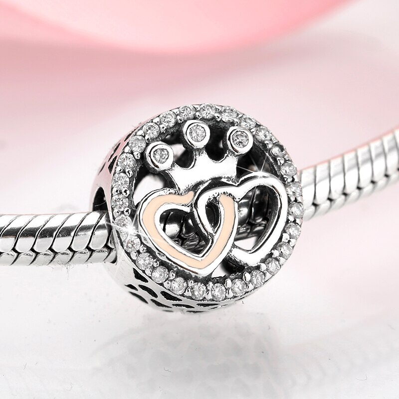 925 Sterling Silver heart shape Charm Pendant Beads 925 Sterling Silver Couple Fit Original JIUHAO charm Bracelet Jewelry