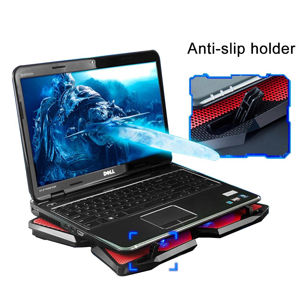 COOLCOLD Heavy Duty Laptop Cooling Pad Gaming Notebook Cooler Stand With Four USB Powered Fan For 11'' 12'' 15.6'' 17'' Notebook