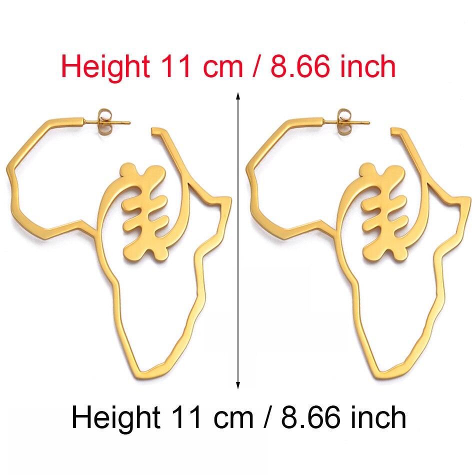 Anniyo Afrikaanse Kaart Grote Oorbellen Overdrijven Groter Oorbel Afrika Ornamenten Traditionele Etnische Hyperbole Christmas #103721: 11cm Gold Color