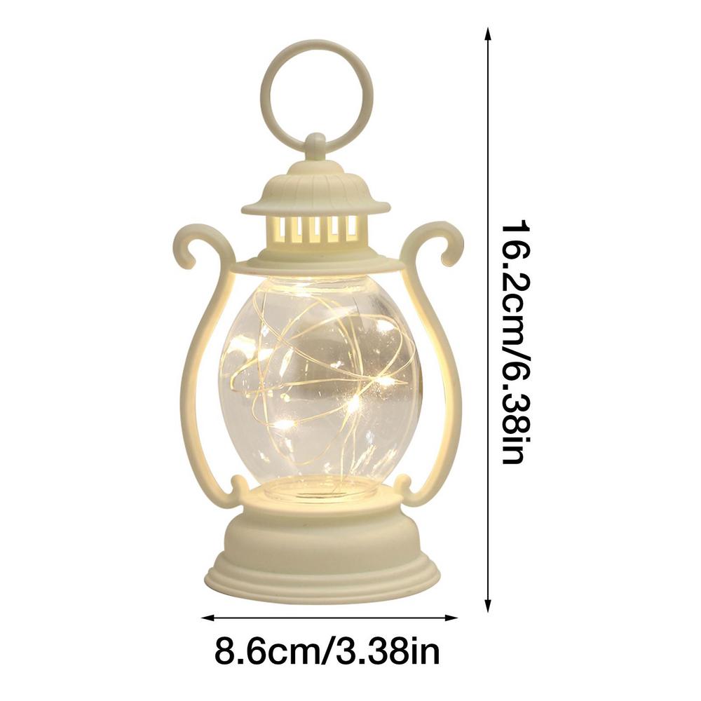 Led Lantern Battery Operated Rustic Lantern Antique Retro Hanging Lantern Outdoor Lamp For Garden Courtyard Tabletop Decoration: WHITE