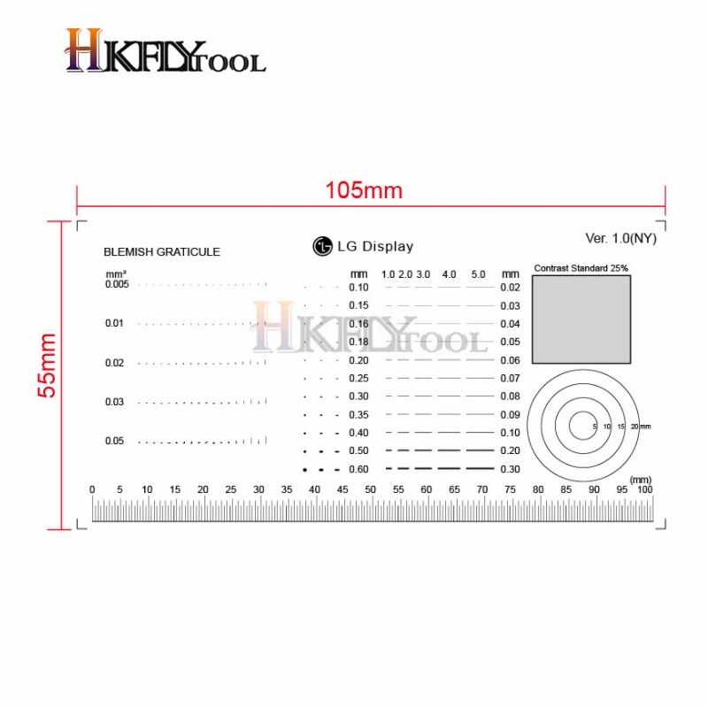 Soft Ruler Microscope Micrometer Calibration Slide Line Width Particle Diameter Measurement Tool High Precision Film Point Gauge: Type 5