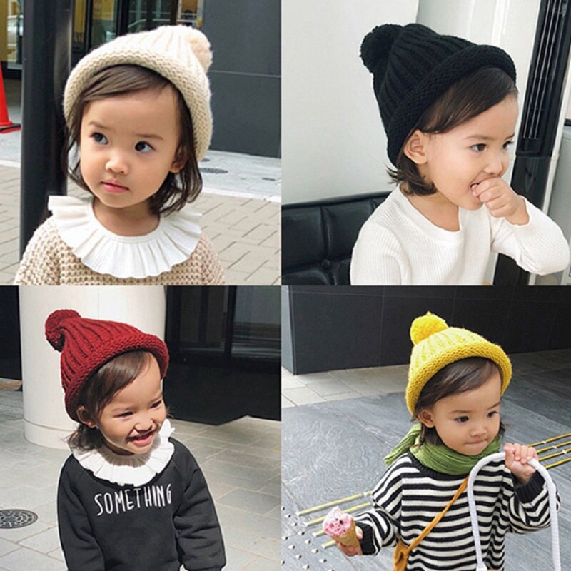 Flickor barnmössa höst- och vinterkepsar för flickor baby söta broderade barnsr varm mössa i höst och 1-4 år gammal