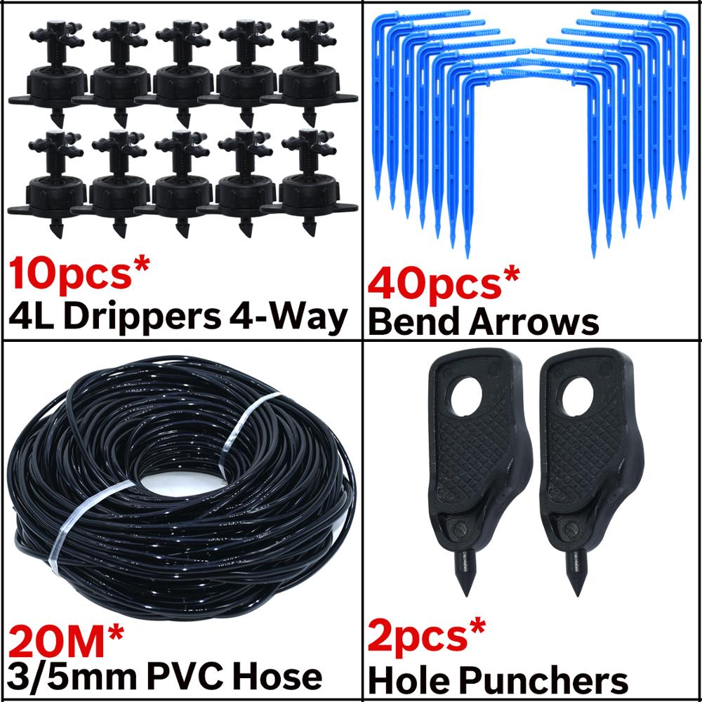 Kesla 3/5mm drypvanding 4- -vejs dryppil 2- -vejs sender vanding vandingssystem blomsterhave græsplæne drivhus 10/20 sæt: Ksl 01- kit 224-4l-4 måde