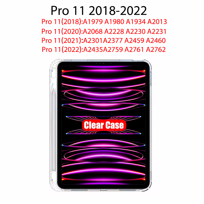 Clear Case For iPad 10th 9th 8th 7th 6th 5th Generation With Pencil Holder Case iPad Air 11 5 4 3 Pro 13 12.9 Mini 6 7 Tpu Cover: Red