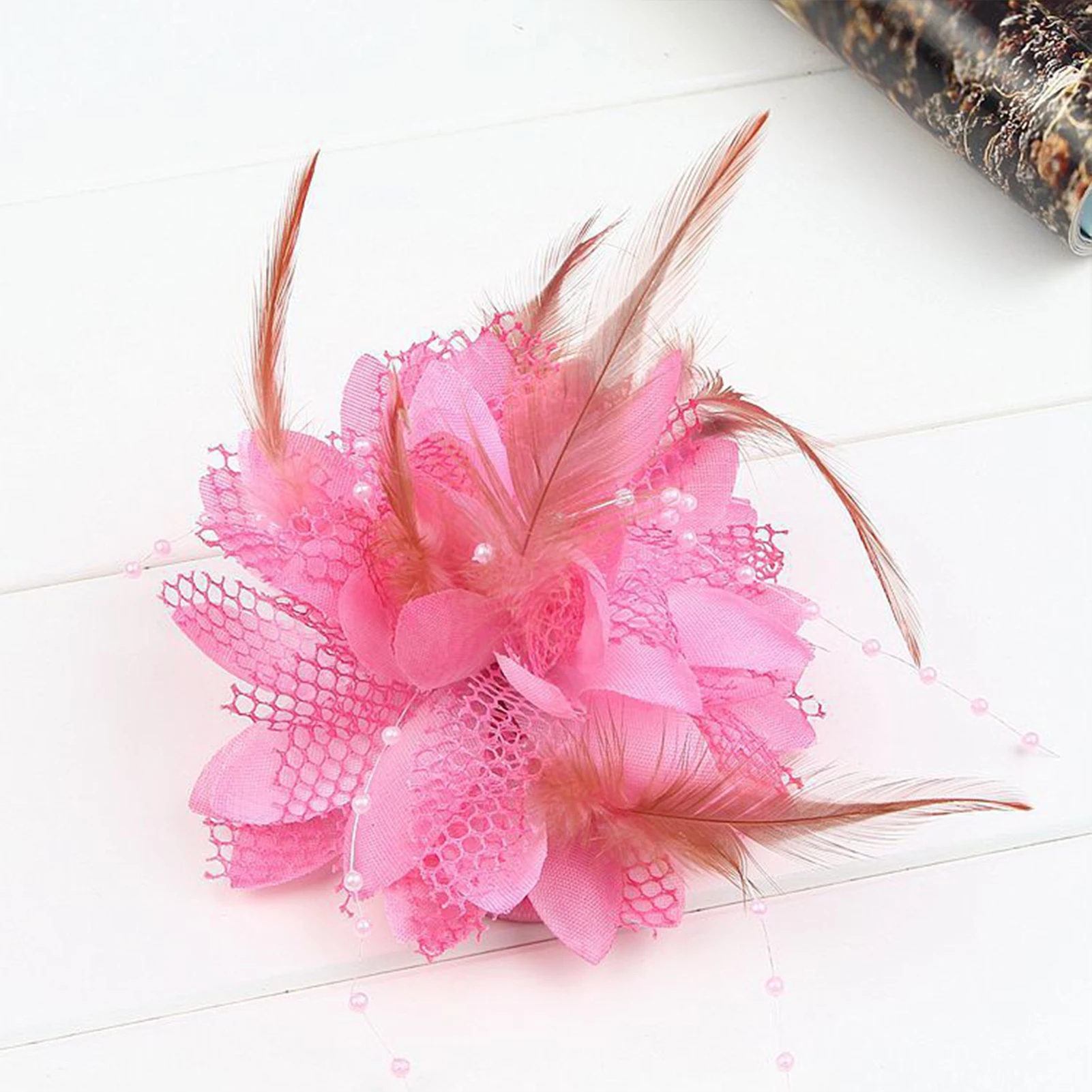 Mode Bloem Veer Bruiloft Haar Tovenaar Kraal Corsage Haarspeldjes Bruids Haarband Broche Pin Bloemen Gasten Noiva Haarspeldjes: Black