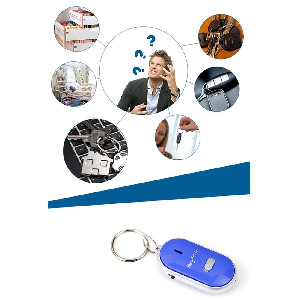 LED fischio Key Finder lampeggiante segnale acustico controllo allarme anti-perso localizzatore di chiavi Finder Tracker con portachiavi