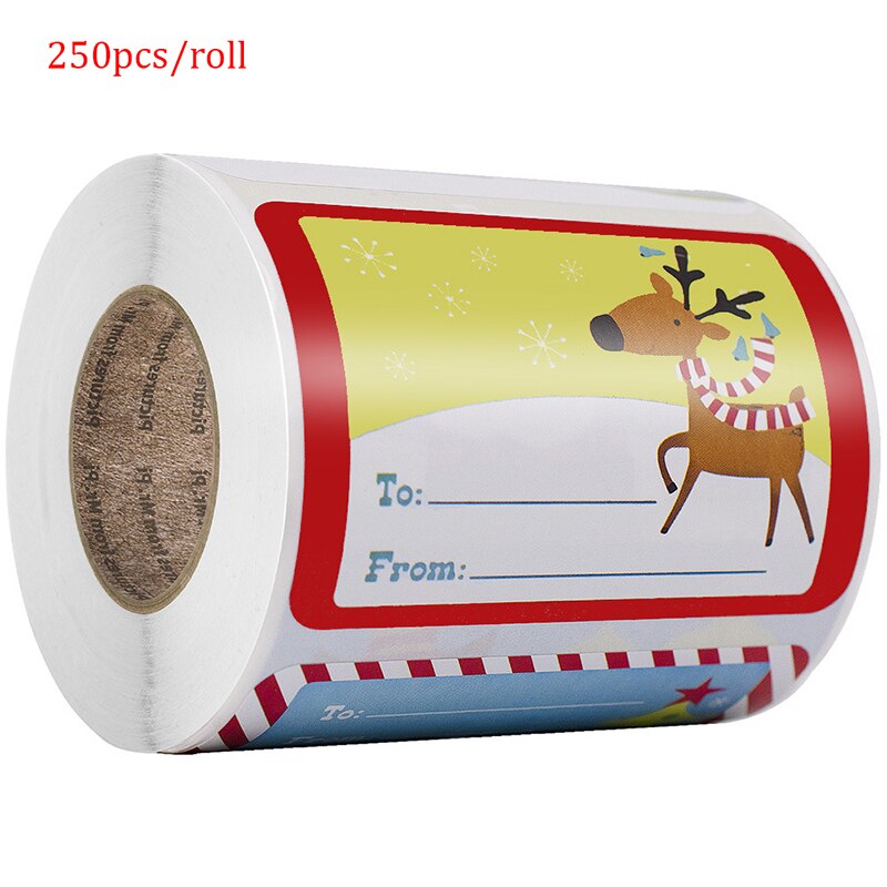 250pcs/roll Merry Christmas Kraft Handmade Sticker Card Box Package Sealing Stickers