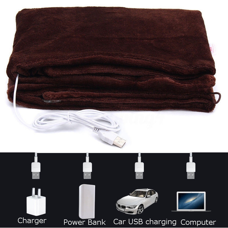 45 x 80cm plysch manta bil hem elektrisk värmedyna axelnack filt mobil uppvärmning värmande sjal usb mjuk vinter varm matta