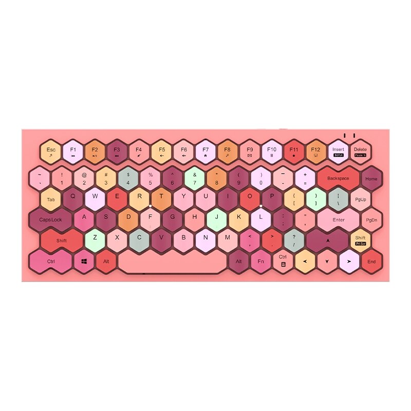 Mini Wireless Bluetooth Keyboard Ultra Slim 2.4GHz Bluetooth5.1 Keyboard 83 Keys Colorful Keypad for Laptop: PINK