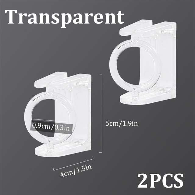 Draaibare Gordijn Staaf Beugel Zelfklevende Douchegordijn Staaf Houder Ring Telescopische Staaf Hanger Hoek Pole Ring Voor Badkamer: Transparent