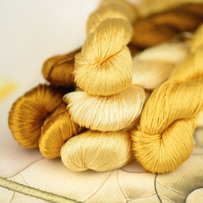 silk embroidery thread / 100% silk thread /hand embroidery embroider cross stitch/yellow series/7 pure colors