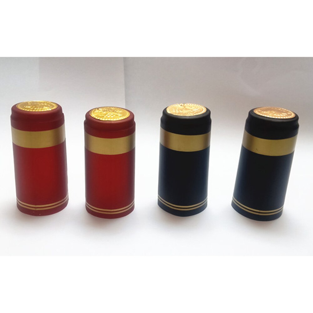 100 stuks krimpfolie capsules wijnfles capsules wijn krimpfolie wijn krimpfolie wikkel voor rechte mond fles (rood,: Roodgouden