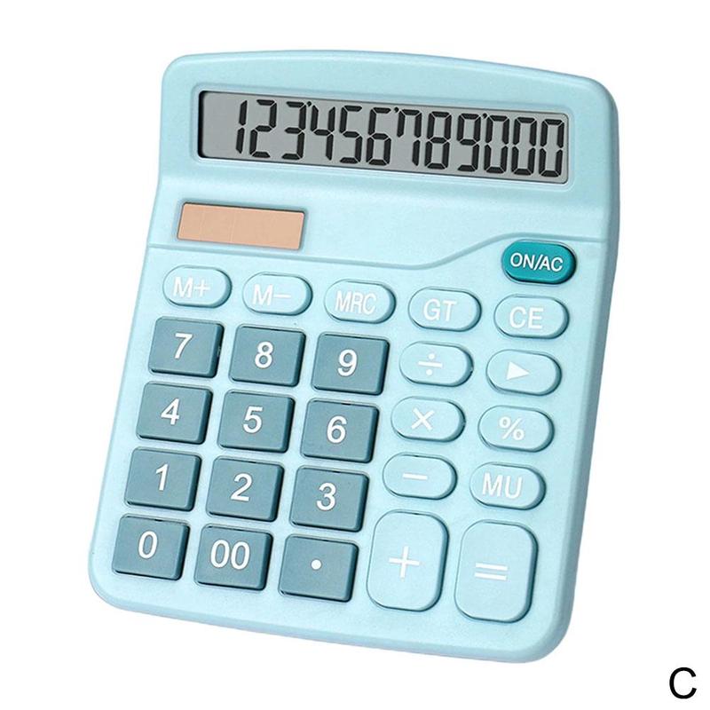 12 Digits Electronic Calculator Large LCD Screen Solar Office Calculator Accounting Power Tools School Dual Portable Financ S7C5: Blue