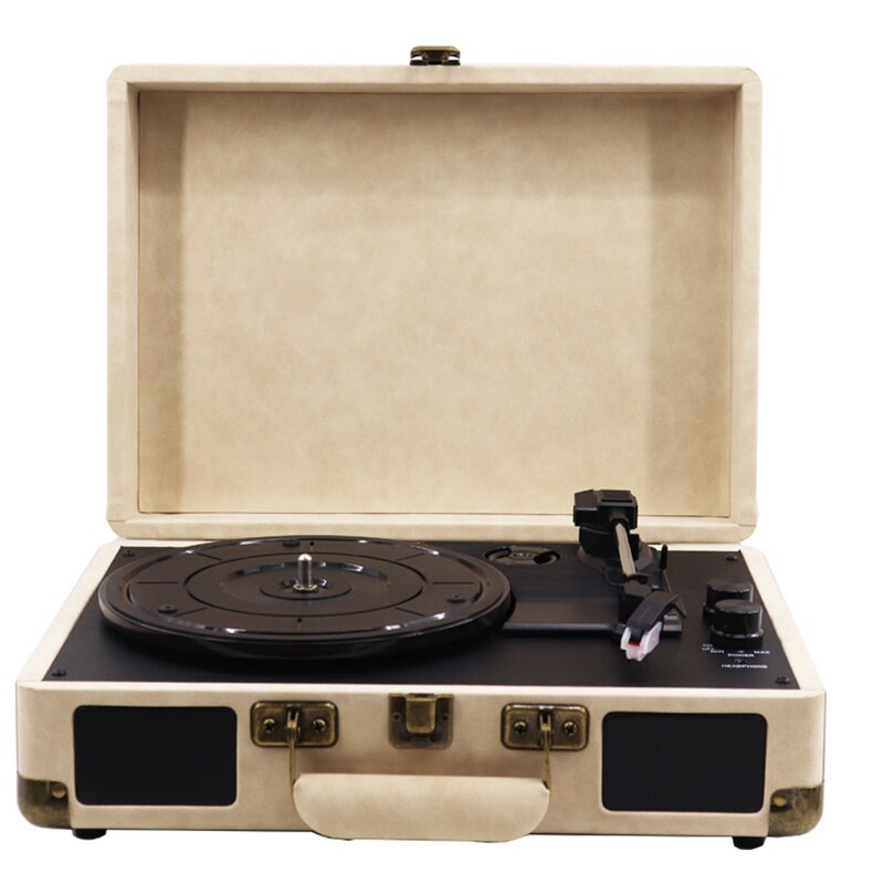 33/45/78 RPM Vintage Brown Wireless bluetooth ortable Suitcase Turntable Vinyl Record Phone Player Aux-in Line-out 100-240V