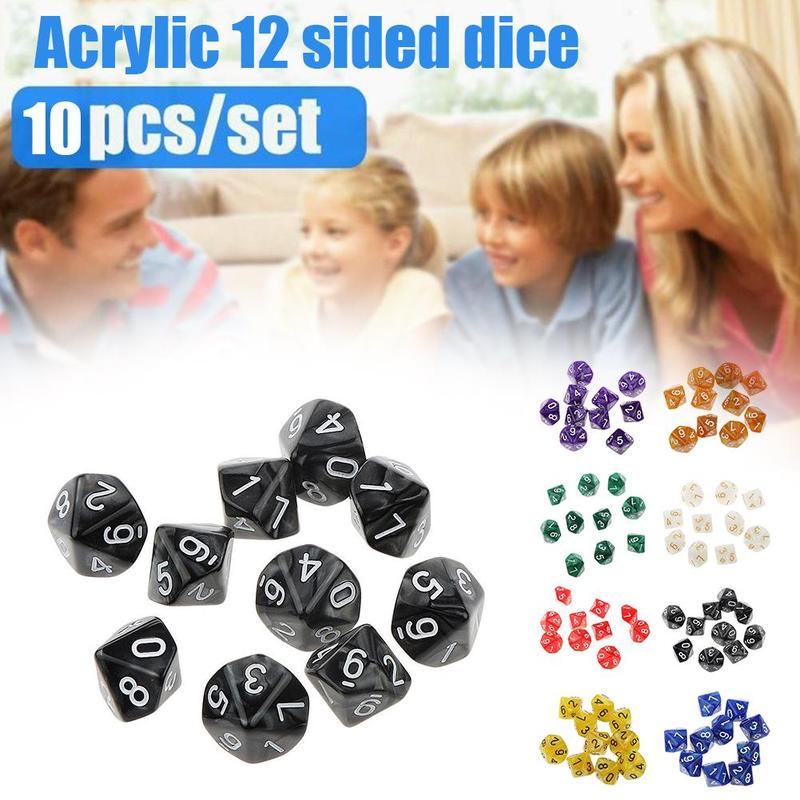 Dados de 12 caras D12, dados poliédricos para familiar, juego de rol, Club D & D, accesorios de acrílico, juego de Pub, E3A0, 10 Uds.