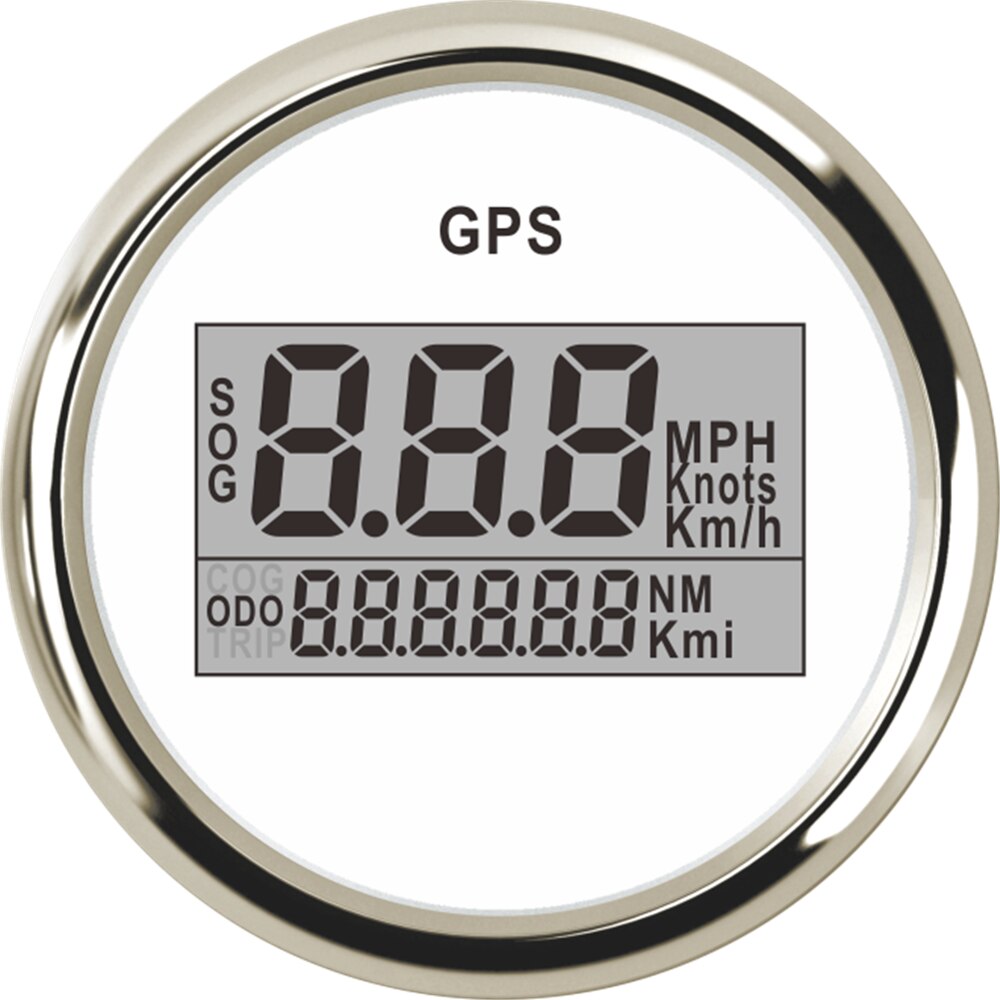 1pc 0-999 knop mph km/h marina gps hastighetsmätare 52mm automatiska digitala vägmätare sog svarta hastighetsindikatorer med röd bakgrundsbelysning 9-32v: Vit ws