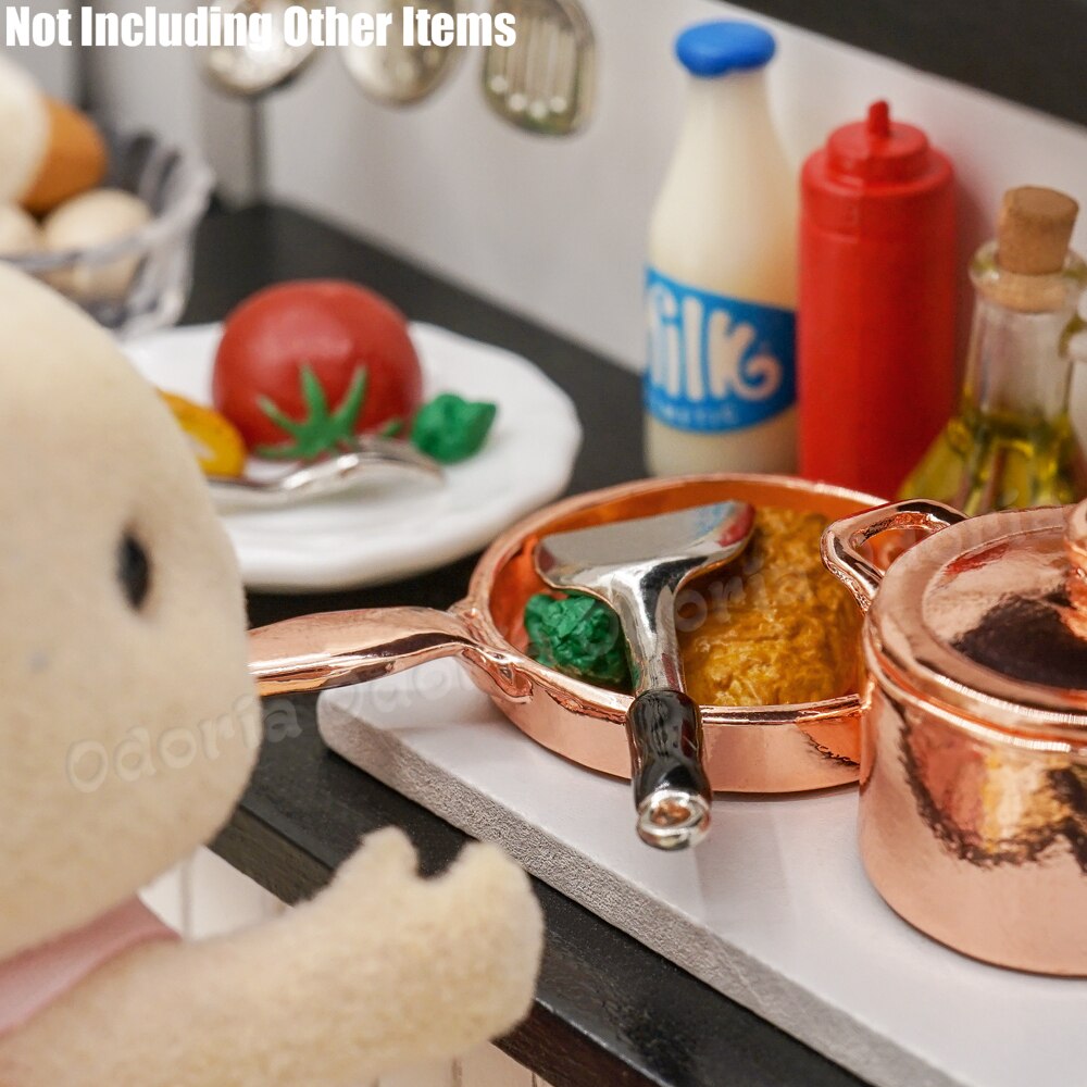 Odoria 1:12 Miniature Kitchenware Kit Frying Pan Boiler Set Dollhouse Kitchen Accessories
