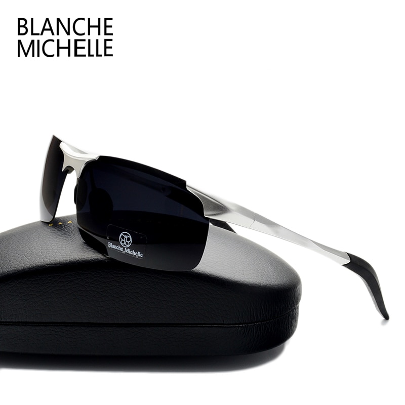 Lunettes de soleil de Sport en aluminium magnésium ultralégères de polarisées pour hommes UV400 rectangulaires or lunettes de soleil de conduite en plein air