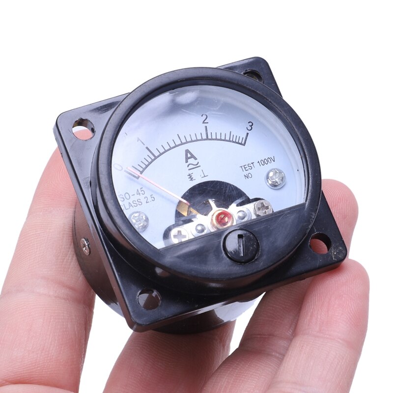 AC 0-3A Round Analog Panel Meter Current Measuring Ammeter Gauge Black