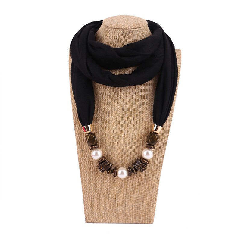 LaMaxPa Neue Frauen Solide Schmuck Anhänger Chiffon Schal Perle Schals und wickelt Weichen Weiblichen Zubehör: 9