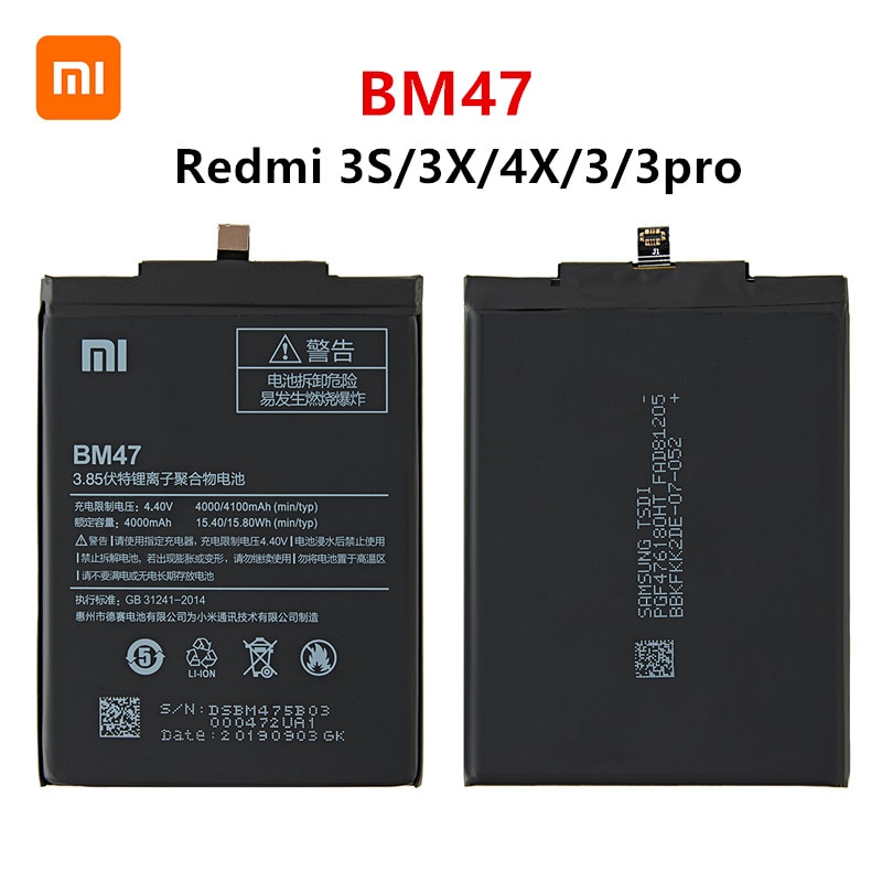 Xiao mi 100% Orginal BM47 4100mAh Battery For Xiaomi Redmi 3S 3X Redmi 4X Redmi 3 / 3pro BM47 Phone Replacement Batteries +Tools