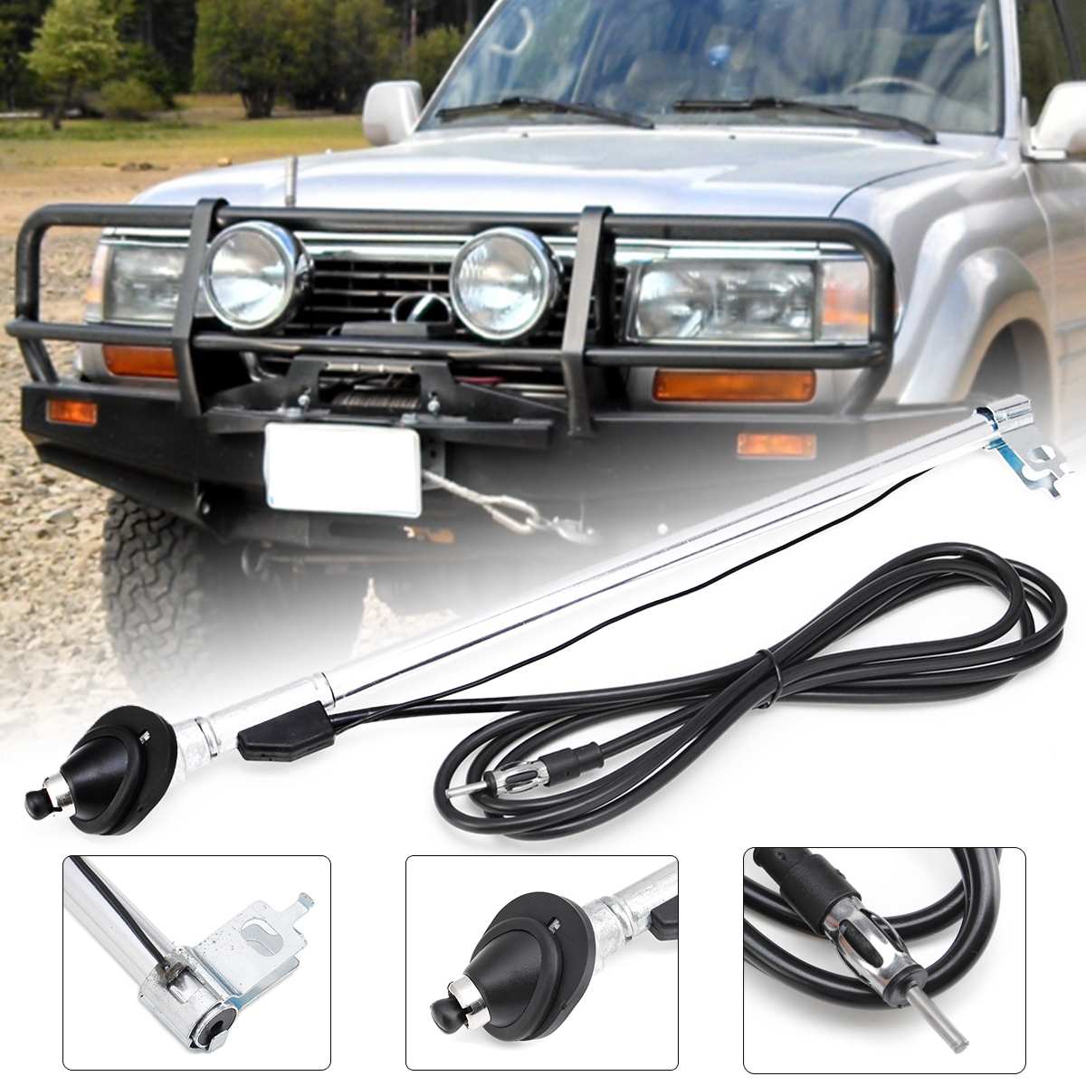 Antenne d'autoradio à verrouillage manuel | Pour Toyota Landcruiser 80 HDJ80 HZJ80 FZJ80 longueur 40cm pièces de rechange en acier inoxydable