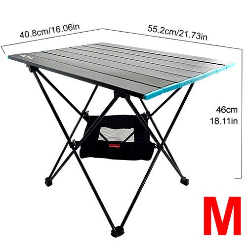 Sammenklappeligt campingbord - bærbart ultralet aluminiumslejrbord to slags letvægts kompakt, sammenrullet picnicbord til picnic: 02
