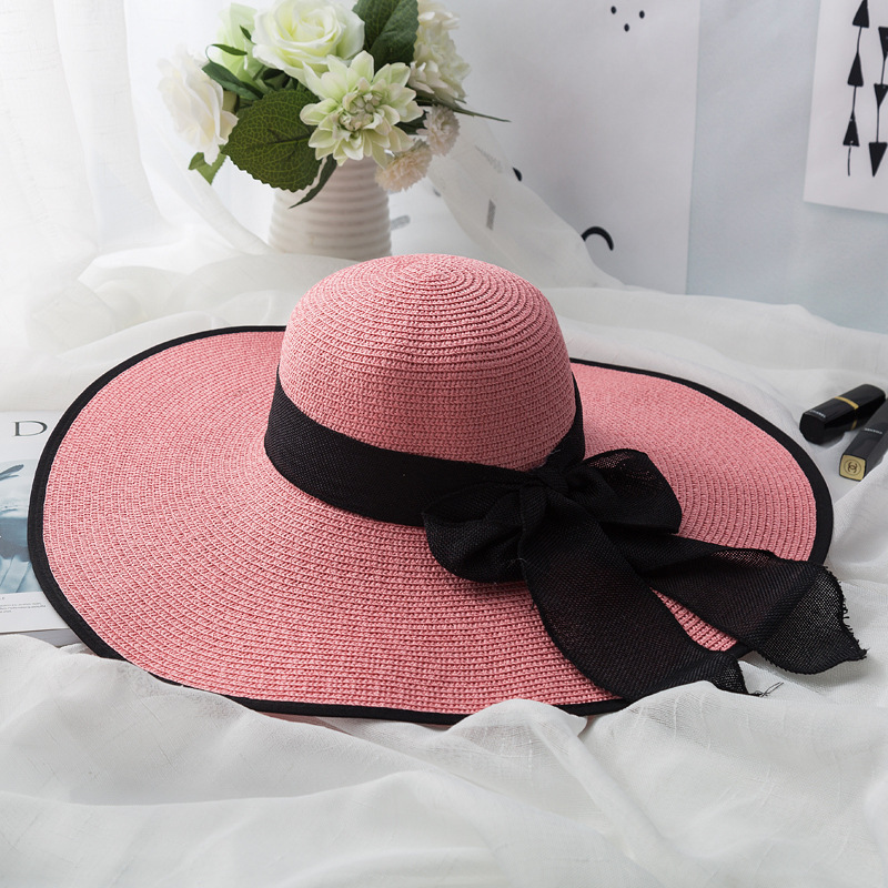 2022 new sun hat summer sun protection cappello a tesa larga pieghevole cappello da spiaggia all&#39;aperto equitazione protezione solare protezione UV cappello femminile: pink black